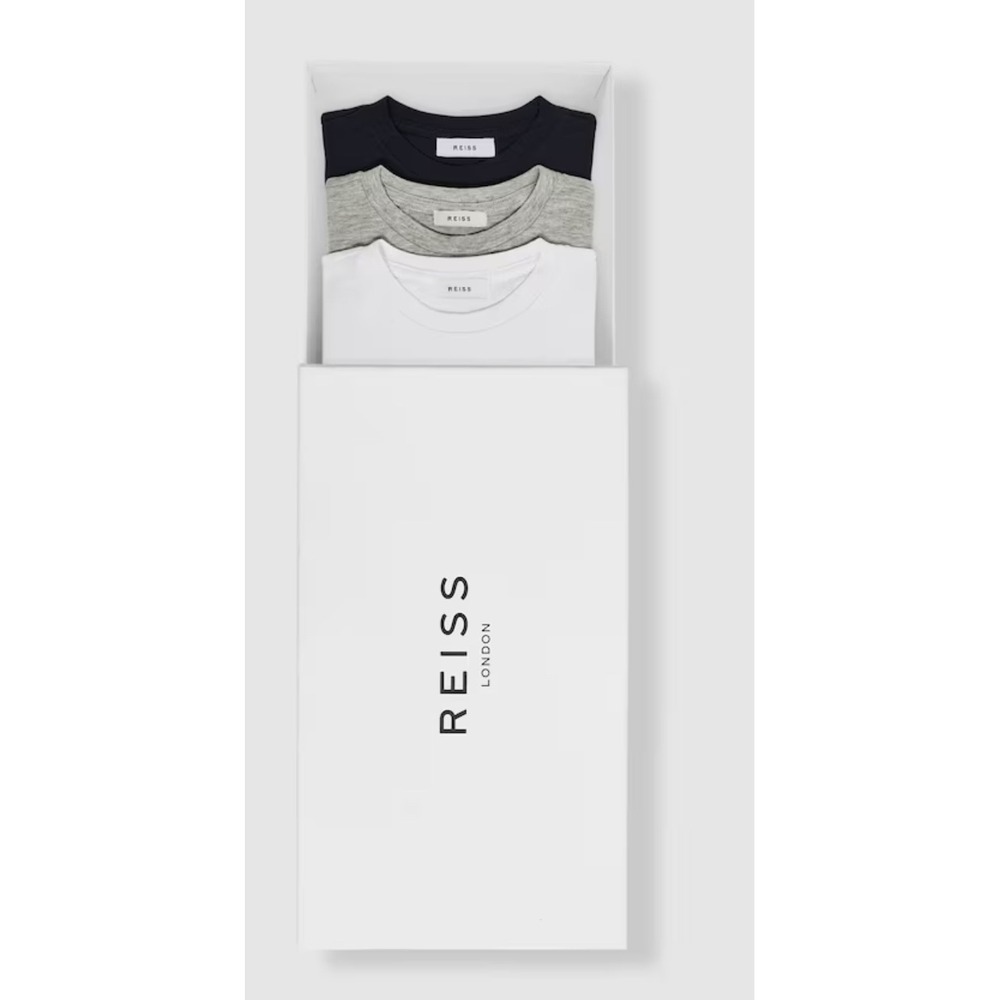 Reiss London Kids 3-Pack T-Shirts Navy Grey White Size 6-7Y‎ 122cm Crew Neck